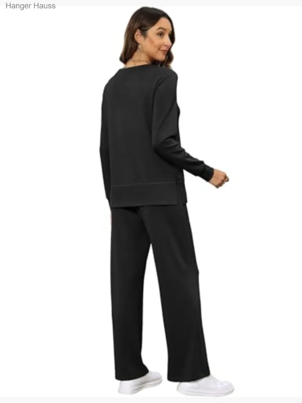 Women's 2 Piece Lounge Sets Side Slit Outfits Wide Leg Tracksuit Comfy - Picture 5 of 7